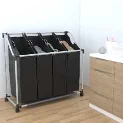 4 Fächer Schwarz Wäschesortierer