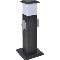 Gartensteckdose Steckdosenturm Schwarz mit Lampe
