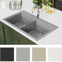 Granitspüle Doppelbecken Grau