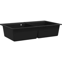 Granitspüle Doppelbecken Schwarz