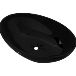 Keramik Waschtisch Waschbecken Oval schwarz 40 x 33 cm
