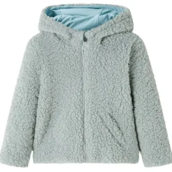Kinder-Kapuzenjacke Teddy-Kunstpelz Minzgrün 92