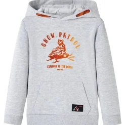 Kinder-Kapuzenpullover Grau Melange und Orange 92