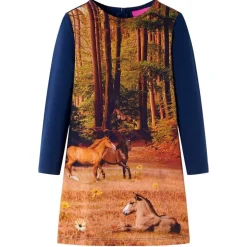 Kinderkleid mit Langen Ärmeln Marineblau 104