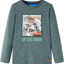 Kinder-Langarmshirt Dunkelgrün Melange 104
