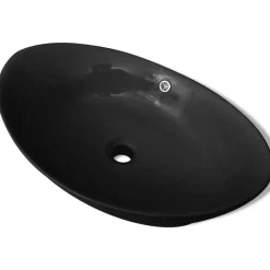 Luxuriöses Keramik Waschbecken Oval Schwarz