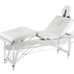 Massagetisch mit Aluminiumrahmen, faltbar 4 Zonen Creme-Weiß