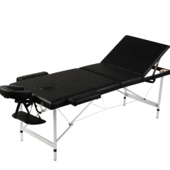 Massagetisch mit Aluminiumrahmen, faltbar 3 Zonen Schwarz