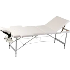 Massagetisch mit Aluminiumrahmen, faltbar 3 Zonen Creme-Weiß