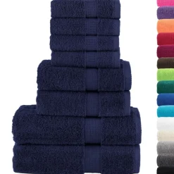 vidaXL 8 tlg. Premium-Handtuch-Set SOLUND Marineblau 600 g/m²
