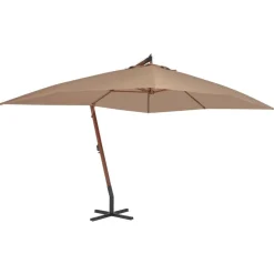 vidaXL Ampelschirm mit Holz-Mast 400x300 cm Taupe