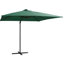 vidaXL Ampelschirm mit LED-Beleuchtung Stahl-Mast 250x250 cm Grün