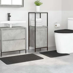 vidaXL Anti-Rutsch Badematten-Set 3 pcs Dunkelgrau PP