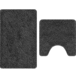 vidaXL Anti-Rutsch Badematten-Set 2 pcs Dunkelgrau PP