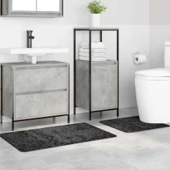 vidaXL Anti-Rutsch Badematten-Set 2 pcs Dunkelgrau PP