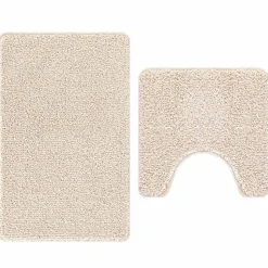 vidaXL Anti-Rutsch Badematten-Set 2 pcs Creme PP