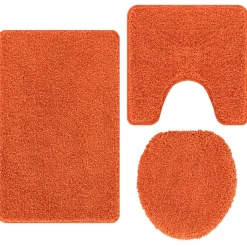 vidaXL Anti-Rutsch Badematten-Set 3 pcs Orange PP