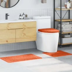 vidaXL Anti-Rutsch Badematten-Set 3 pcs Orange PP