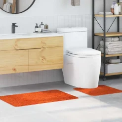 vidaXL Anti-Rutsch Badematten-Set 2 pcs Orange PP