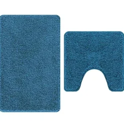 vidaXL Anti-Rutsch Badematten-Set 2 pcs Blau PP