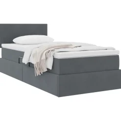 vidaXL Aufbewahrungsbett mit Matratze Dunkelgrau 90 x 190 cm Samt