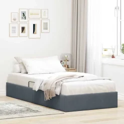 vidaXL Aufbewahrungsbett mit Kopfteil Dunkelgrau 90 x 190 cm Samt