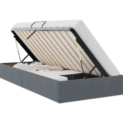 vidaXL Aufbewahrungsbett mit Kopfteil Dunkelgrau 90 x 190 cm Samt