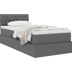 vidaXL Aufbewahrungsbett mit Matratze Dunkelgrau 90 x 190 cm