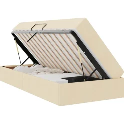 vidaXL Aufbewahrungsbett mit Matratze Creme 90 x 190 cm Polyester