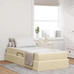 vidaXL Aufbewahrungsbett mit Matratze Creme 90 x 190 cm Polyester