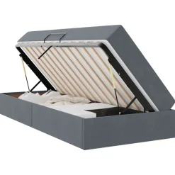 vidaXL Aufbewahrungsbett mit Matratze Dunkelgrau 90 x 190 cm Samt