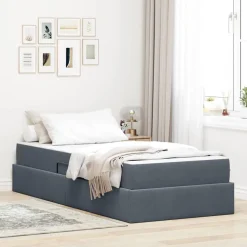 vidaXL Aufbewahrungsbett mit Matratze Dunkelgrau 90 x 190 cm Samt
