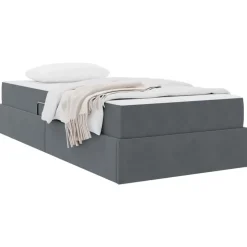 vidaXL Aufbewahrungsbett mit Matratze Dunkelgrau 90 x 190 cm Samt