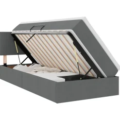 vidaXL Aufbewahrungsbett mit Matratze Dunkelgrau 90 x 190 cm