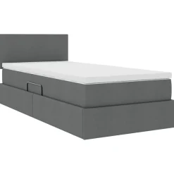 vidaXL Aufbewahrungsbett mit Matratze Dunkelgrau 90 x 190 cm