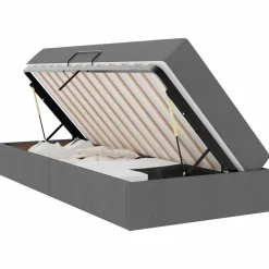 vidaXL Aufbewahrungsbett mit Matratze Dunkelgrau 90 x 190 cm Polyester