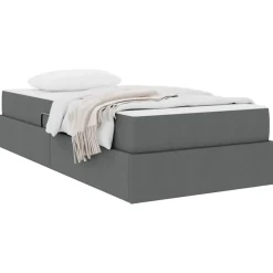 vidaXL Aufbewahrungsbett mit Matratze Dunkelgrau 90 x 190 cm Polyester