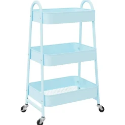 vidaXL Aufbewahrungswagen 3 Etagen Blau 42x41,5x77 cm Stahl