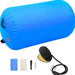 vidaXL Aufblasbare Gymnastik-Rolle mit Pumpe 100x60 cm PVC Blau