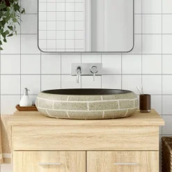 vidaXL Aufsatzwaschbecken Mehrfarbig Oval 59x40x15 cm Keramik