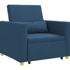 vidaXL Ausziehbare Schlafcouch Einzel Blau 90 x 165 x 87 cm Stoff