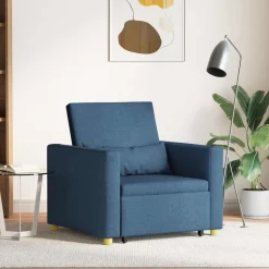 vidaXL Ausziehbare Schlafcouch Einzel Blau 90 x 165 x 87 cm Stoff