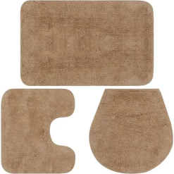 vidaXL Badematten-Set 3-tlg. Stoff Beige