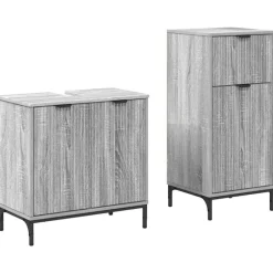 vidaXL Badezimmermöbel-Set 2 pcs Graues Sonoma Sperrholz und Metall