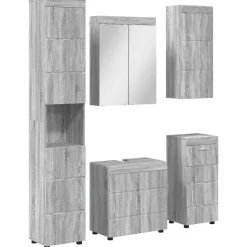 vidaXL Badezimmermöbel-Set mit Regal TULUM Graues Sonoma Holzwerkstoff
