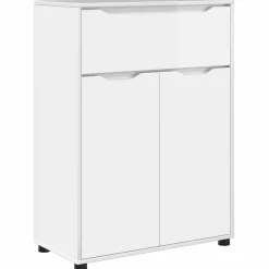 vidaXL Badezimmerschrank mit Regal Hochglanz Weiß 72,5 x 36,5 x 100 cm