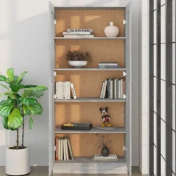 vidaXL Badezimmerschrank Grau Sonoma 82,5x30,5x185,5 cm Holzwerkstoff
