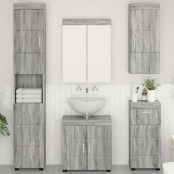 vidaXL Badezimmer-Wandschrank TULUM Graues Sonoma 37 x 24,5 x 86 cm