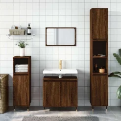 vidaXL Badschrank Braun Eichen-Optik 58x33x60 cm Holzwerkstoff