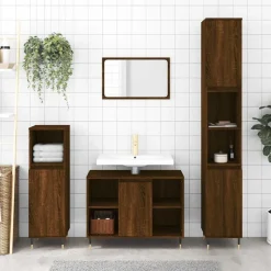 vidaXL Badschrank Braun Eichen-Optik 30x30x100 cm Holzwerkstoff